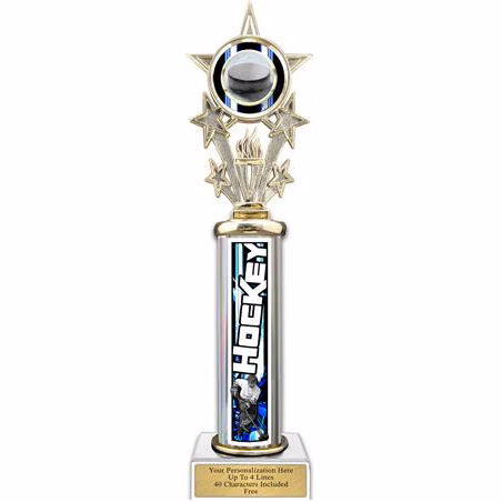 Trophy, 12" Action Matrix Hockey Blue 1 column,