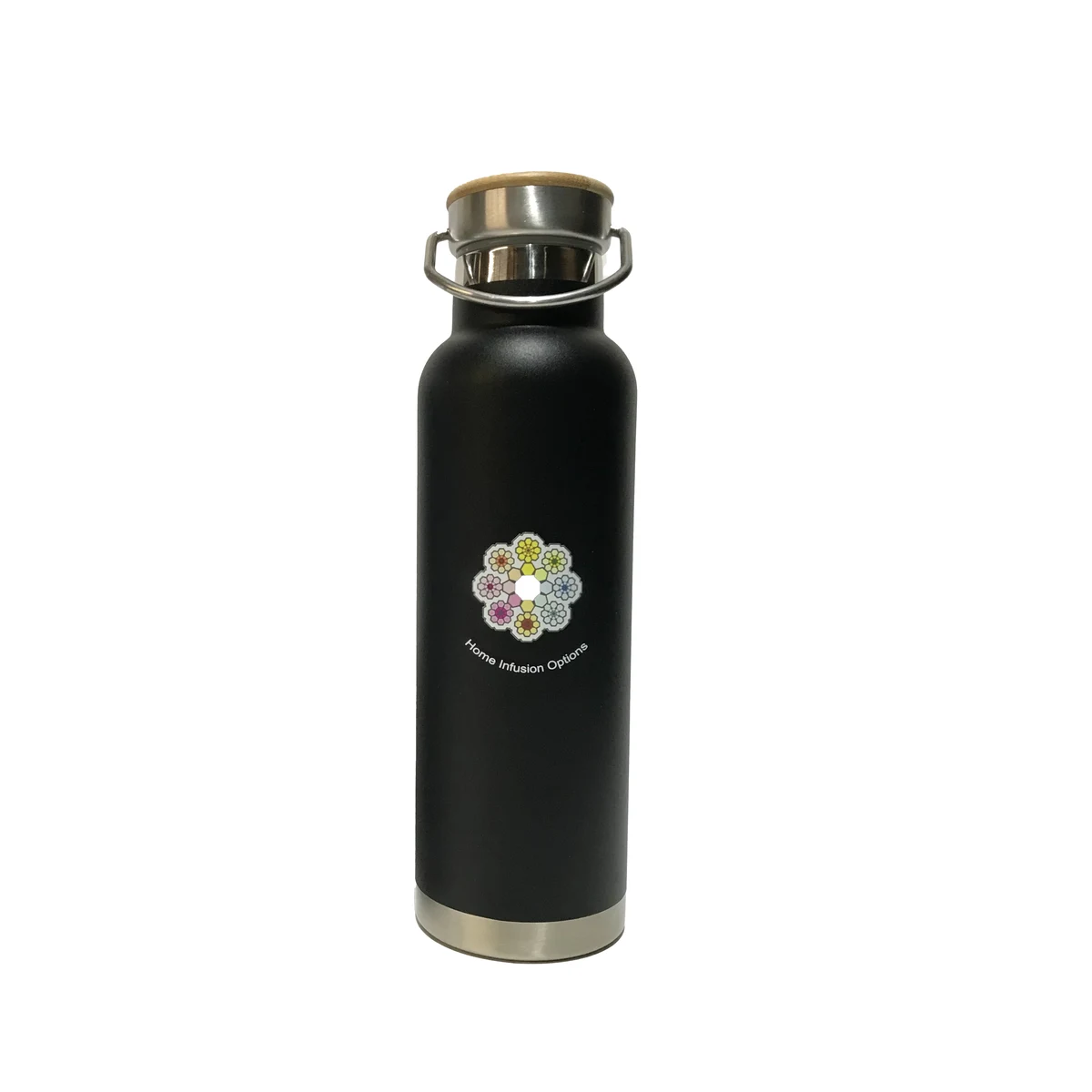 20 oz Stainless Steel Double Wall Bottle w/Bamboo Lid 1