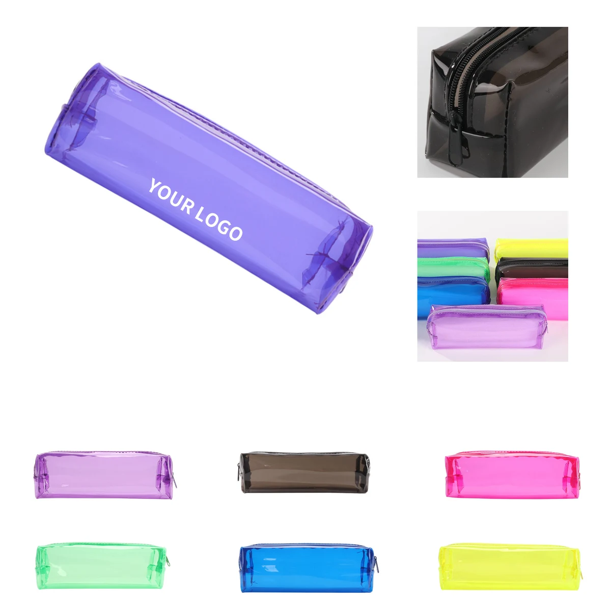 Transparent Polyvinyl Chloride Zipper Pen Bag 7.1 x 2 x 2" 1