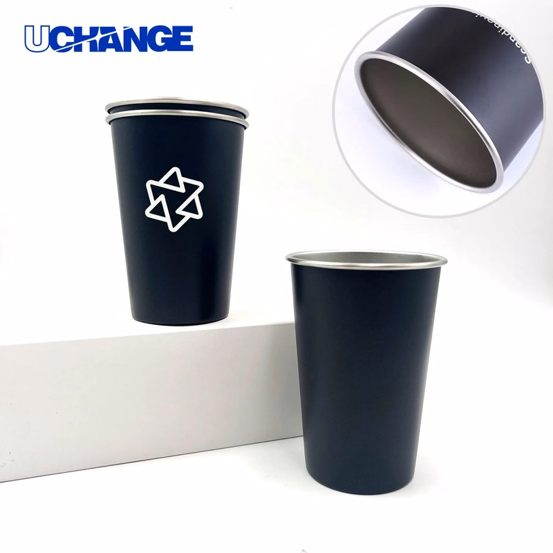 Black Painted Stainless Steel Tumbler Container for Daily Use (16 oz)