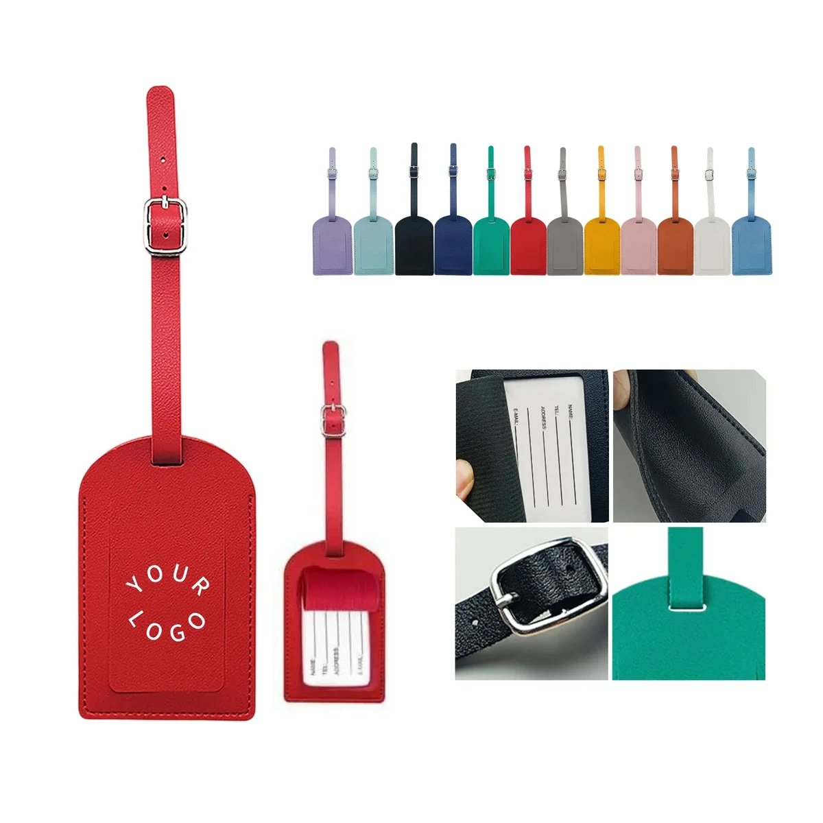PU Leather Luggage Tag with Adjustable Strap for Easy Identi 1