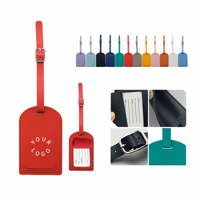 PU Leather Luggage Tag with Adjustable Strap for Easy Identi