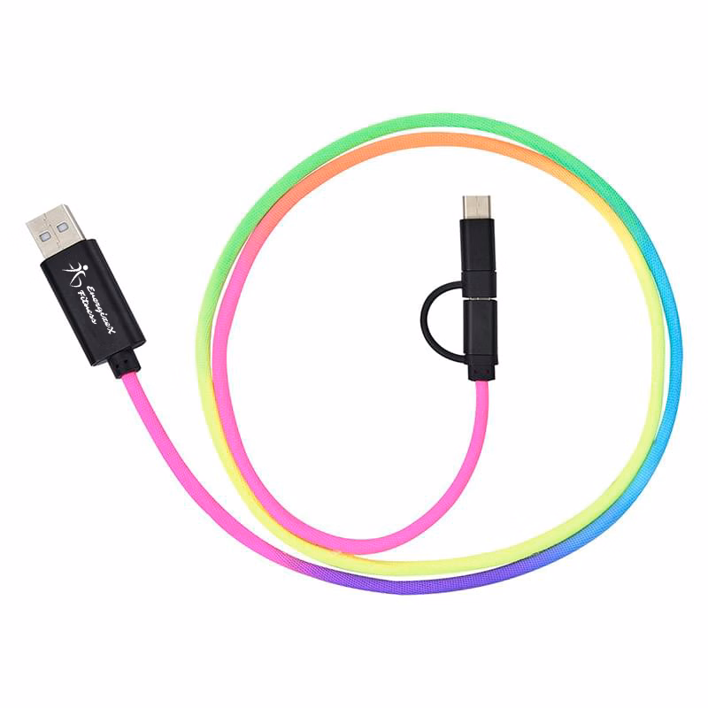 Compact Three-In-One Rainbow-Colored Braided Charging Cord