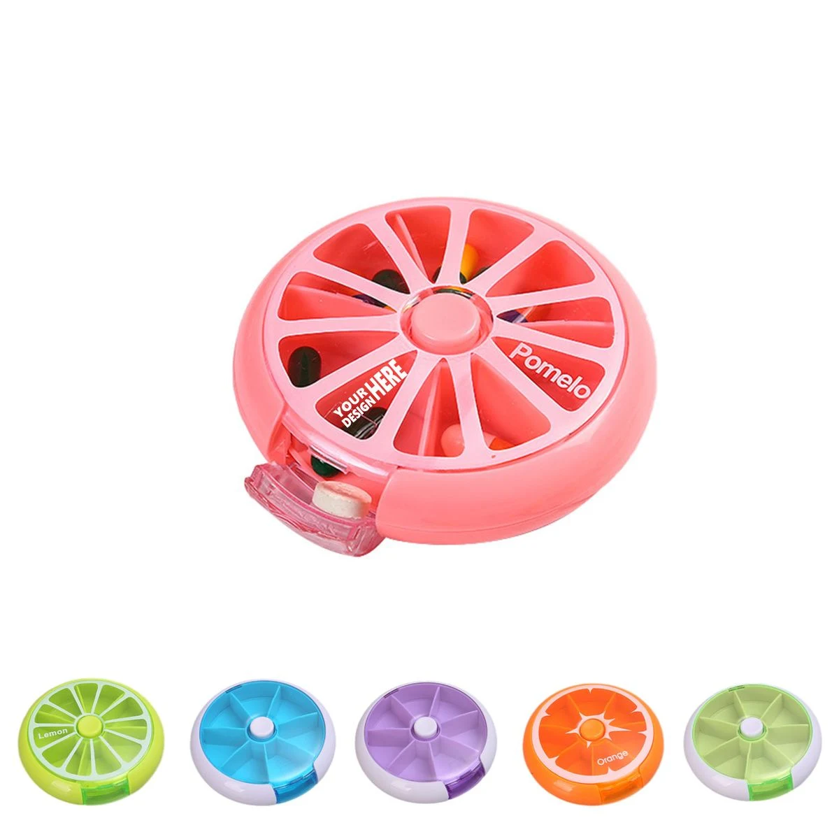 Mini 7-Grid Rotating Pill Organizer Case 1