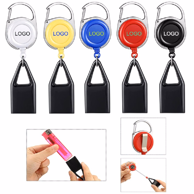 Retractable Lighter Holder Badge Reels W/ Metal Clip