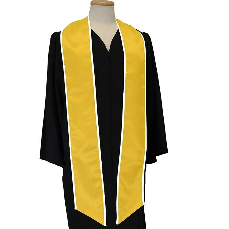 Gold Graduation Sash with White Binded Edge 1