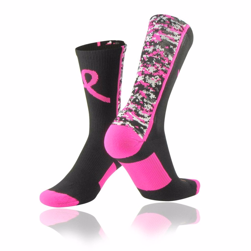 Pink Awareness Sports Socks Digital Camo Crew