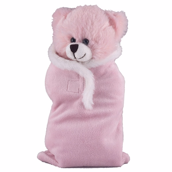 Soft Plush Pink Bear in Baby Sleep Bag Stuffed Animal