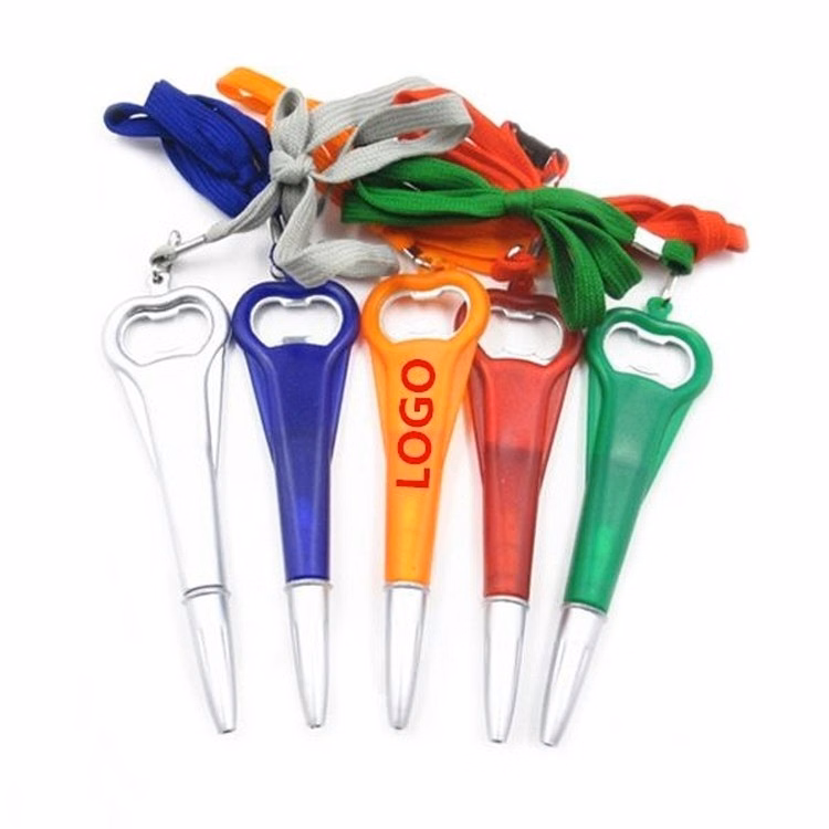 Bottle Opener Ballpoint Pen with Lanyard