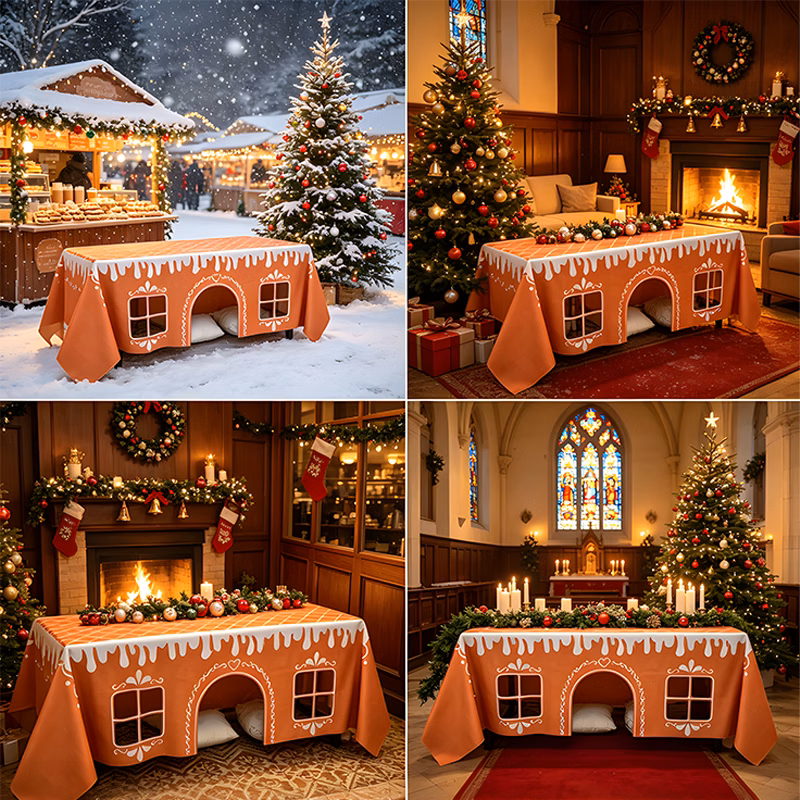 House Christmas Tablecloth