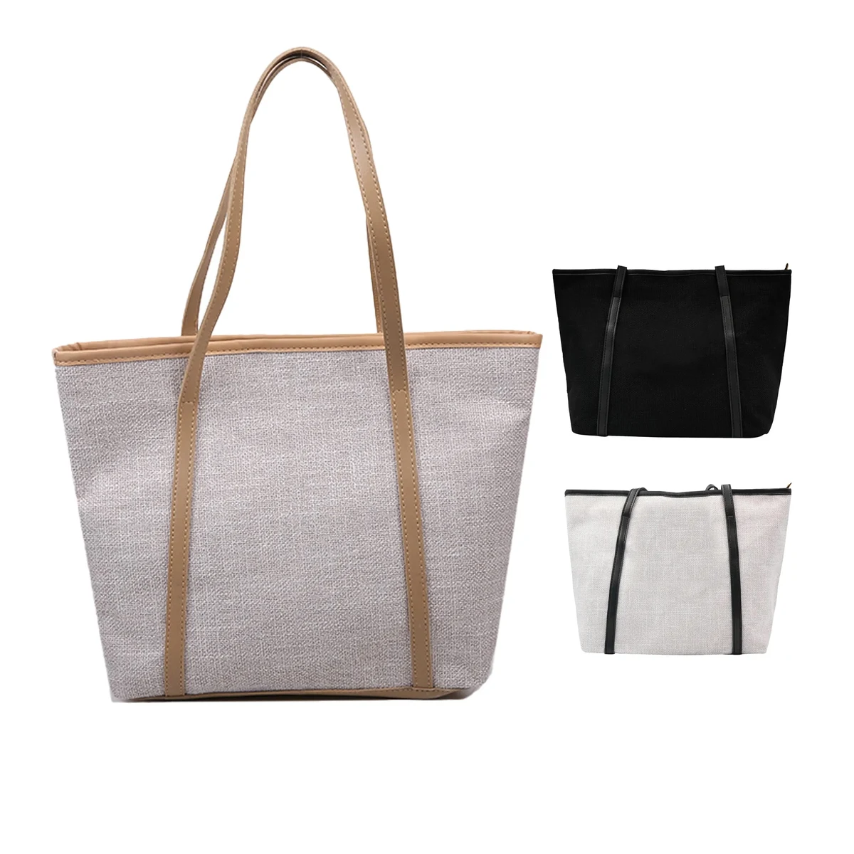 Casual Canvas Tote Bag with Leather Handle, custom tote bag with logo imprint 1