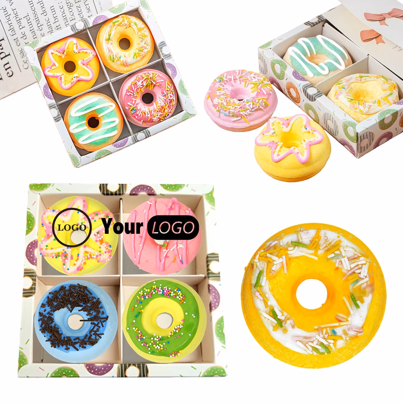 Colorful Donut Shaped Bath Bomb Gift Set Four Pack