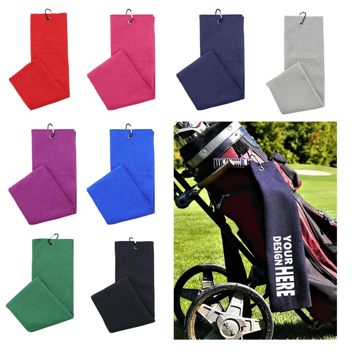 Tri Fold Waffle Golf Towel Free Shipping 1