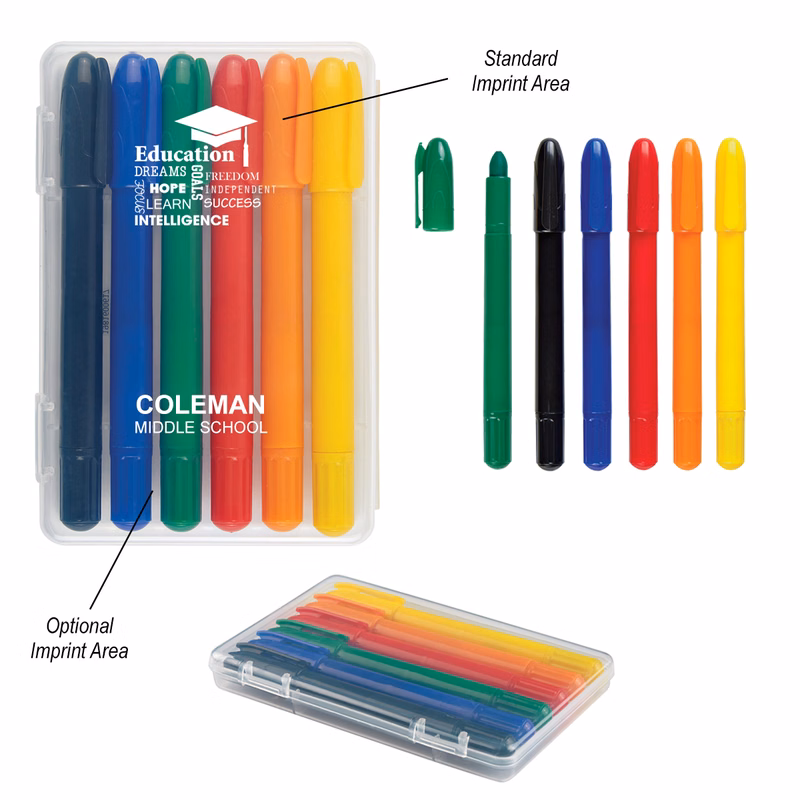6-Piece Retractable Crayons In Case