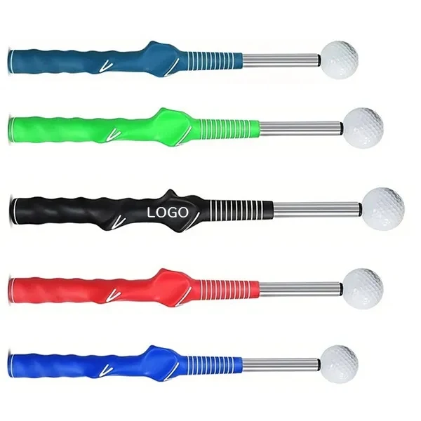 Portable Golf Swing Trainer with Retractable Practice Stick 1