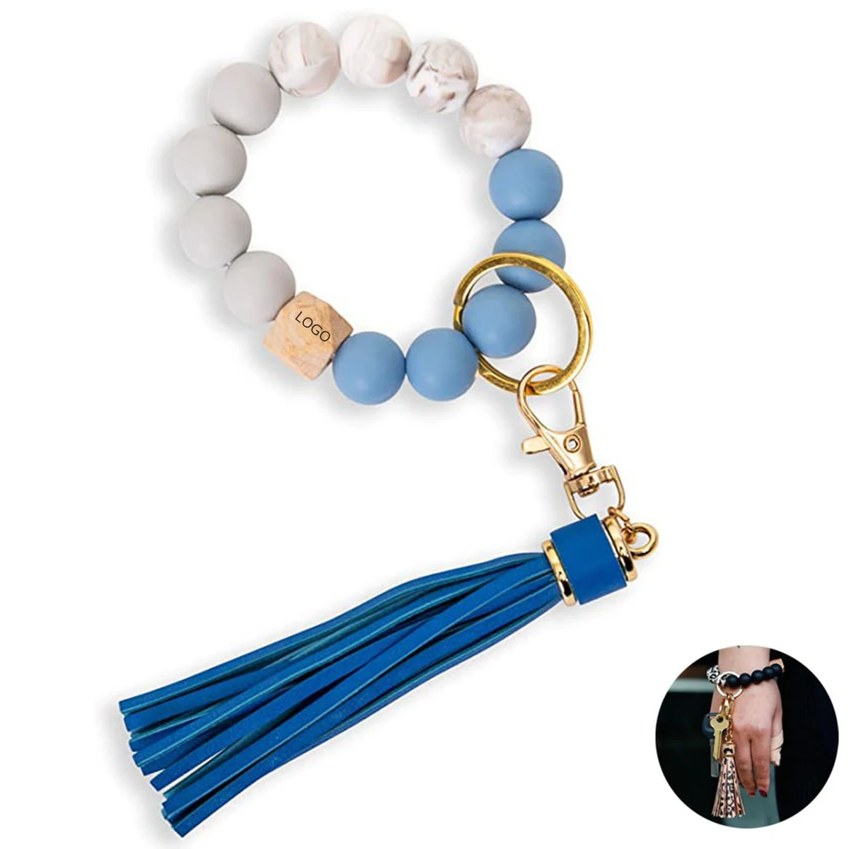 Silicone Bead Wristlet Keychain 1