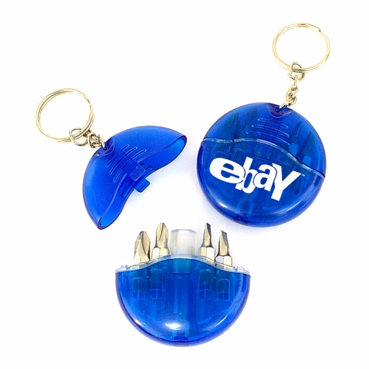 Mini 4-in-1 Screwdriver tool set with split keychain