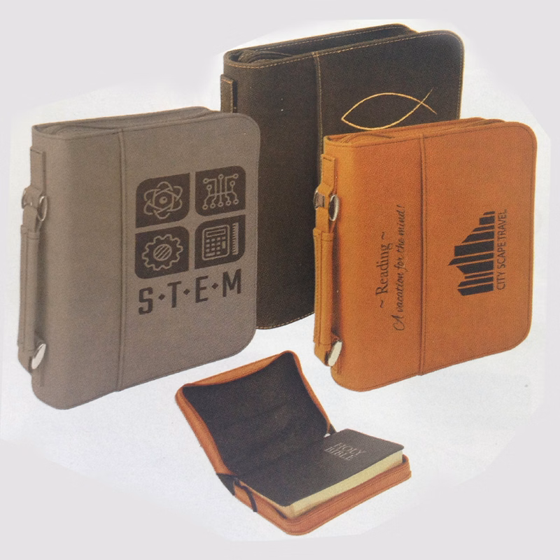 Leatherette Book/Bible Cover w/Handle & Zipper