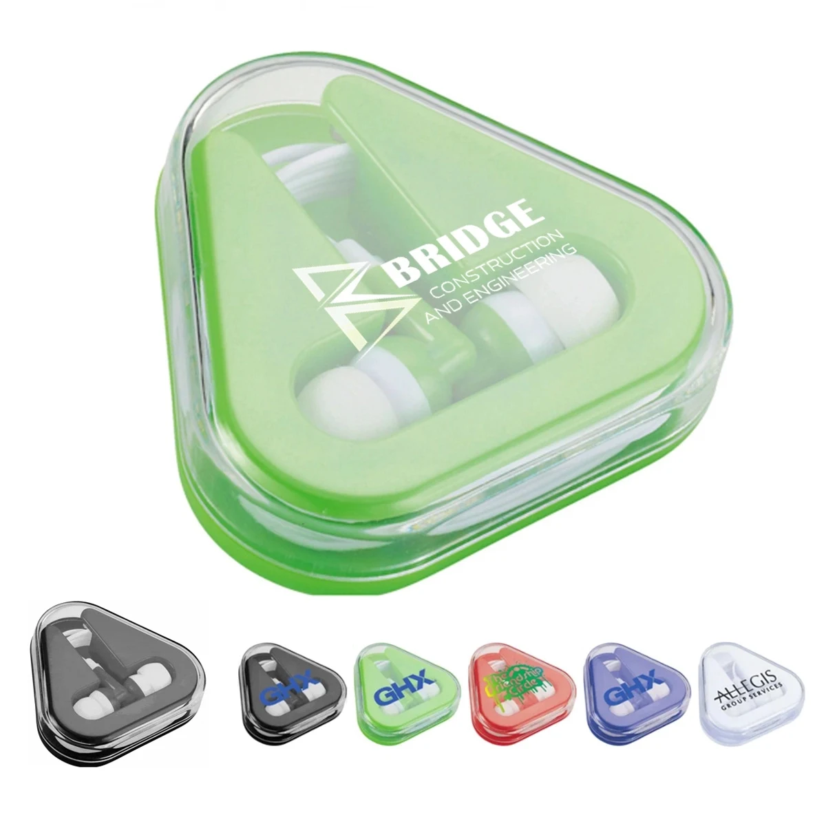 Promotional Earbuds Triangle Case printed Portable Earbuds 1