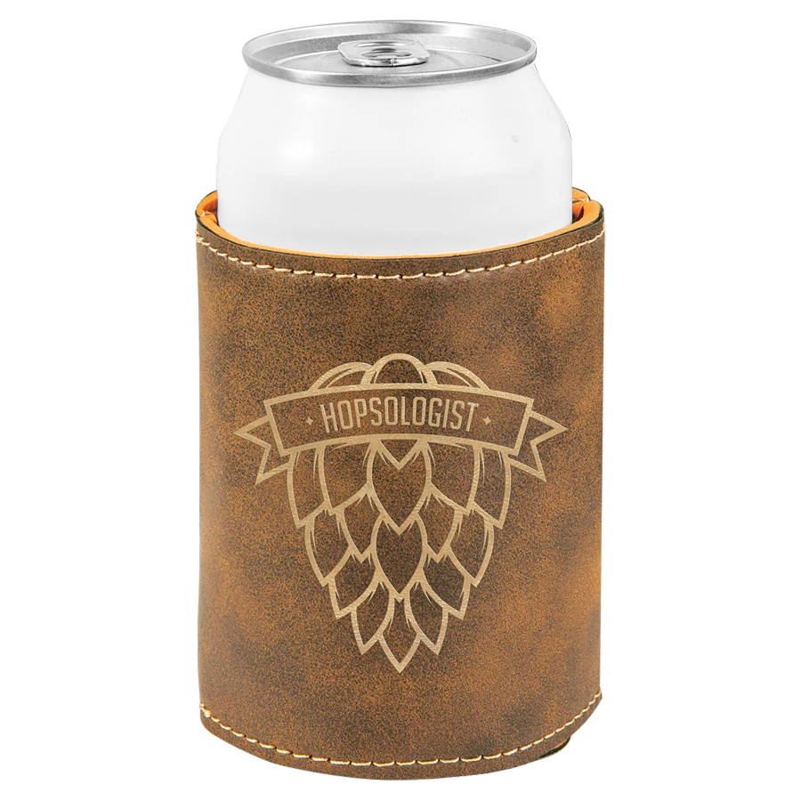 3 3/4" Rustic/Gold Leatherette Beverage Holder 1