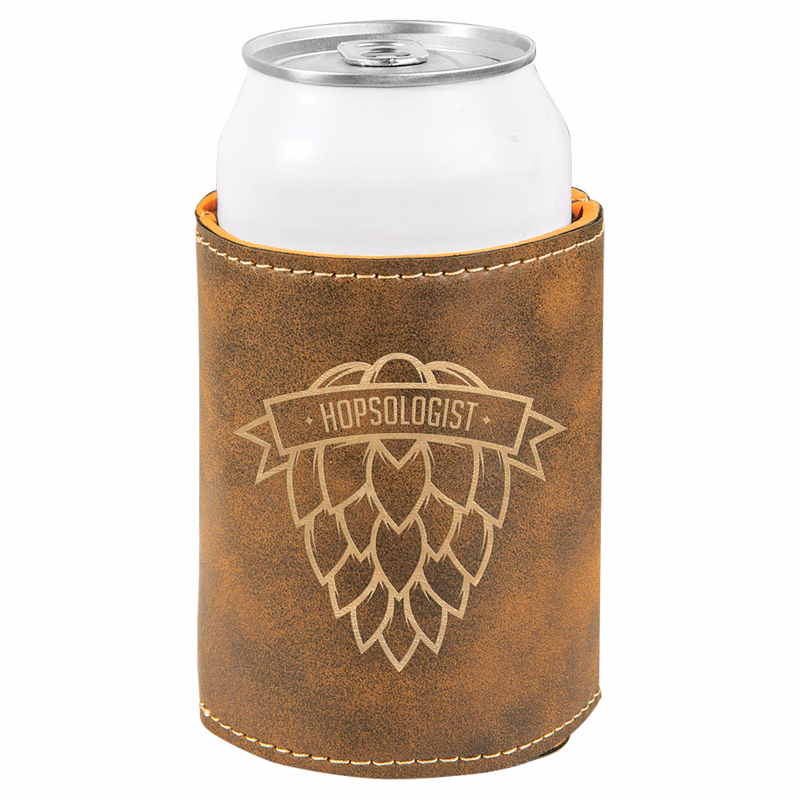 3 3/4" Rustic/Gold Leatherette Beverage Holder