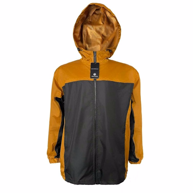 Men's Waterproof Full Zip Raincoats - Size Medium Saddle/Gray