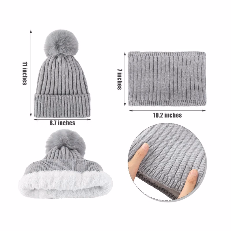 Stylish Three Piece Set Of Warm Gloves Hat And Scarf