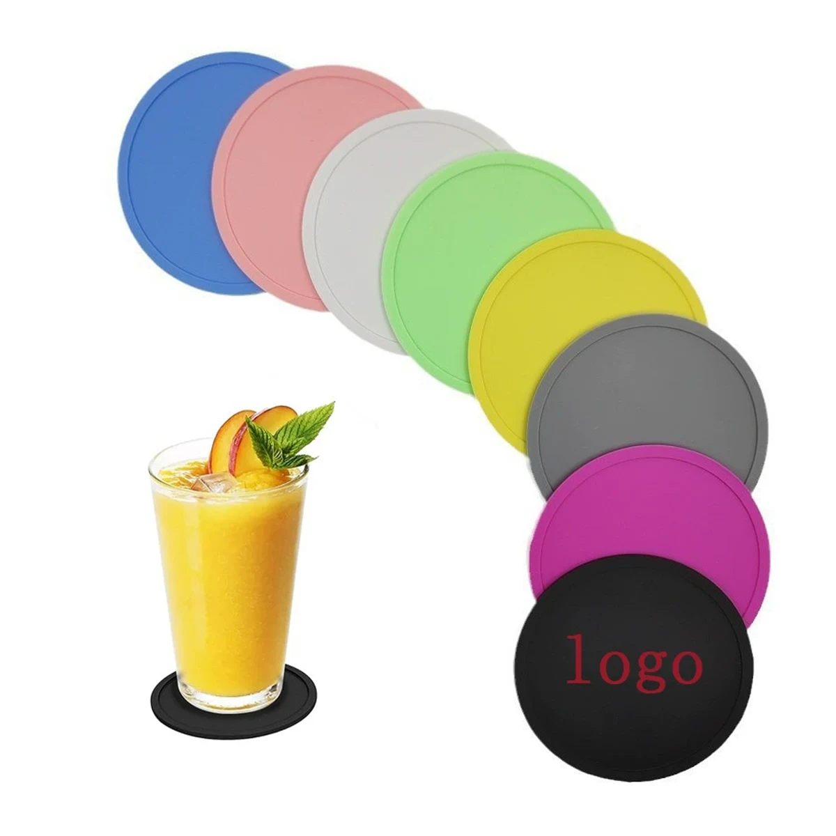 Custom Round Silicone Drink Coasters 1