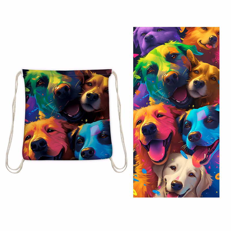 Convertible Beach Backpack Towel With Printed Design