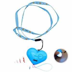 Lanyard Heart Safety Alarm Keychain With LED Light And 120DB Panic Sound