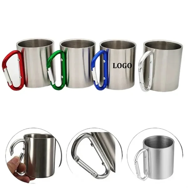 Custom 7 oz Double Wall Stainless Steel Insulated Mug with Carabiner — Executive Gift 1