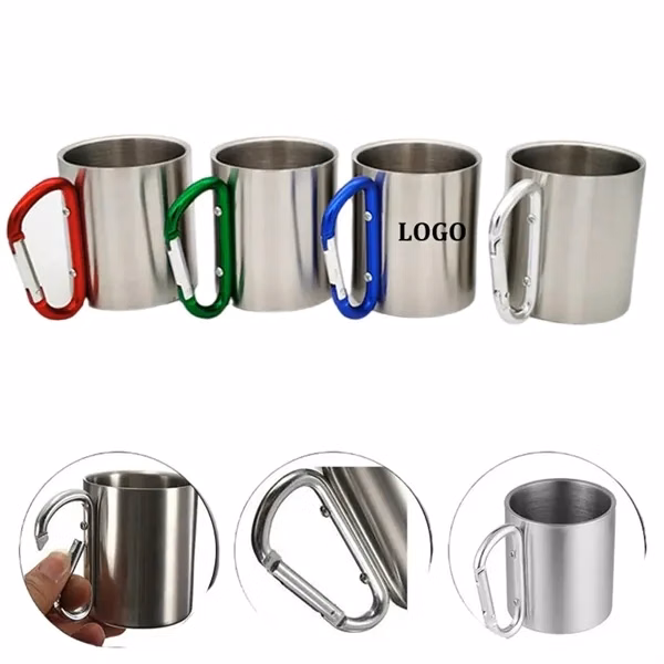 Custom 7 oz Double Wall Stainless Steel Insulated Mug with Carabiner — Executive Gift