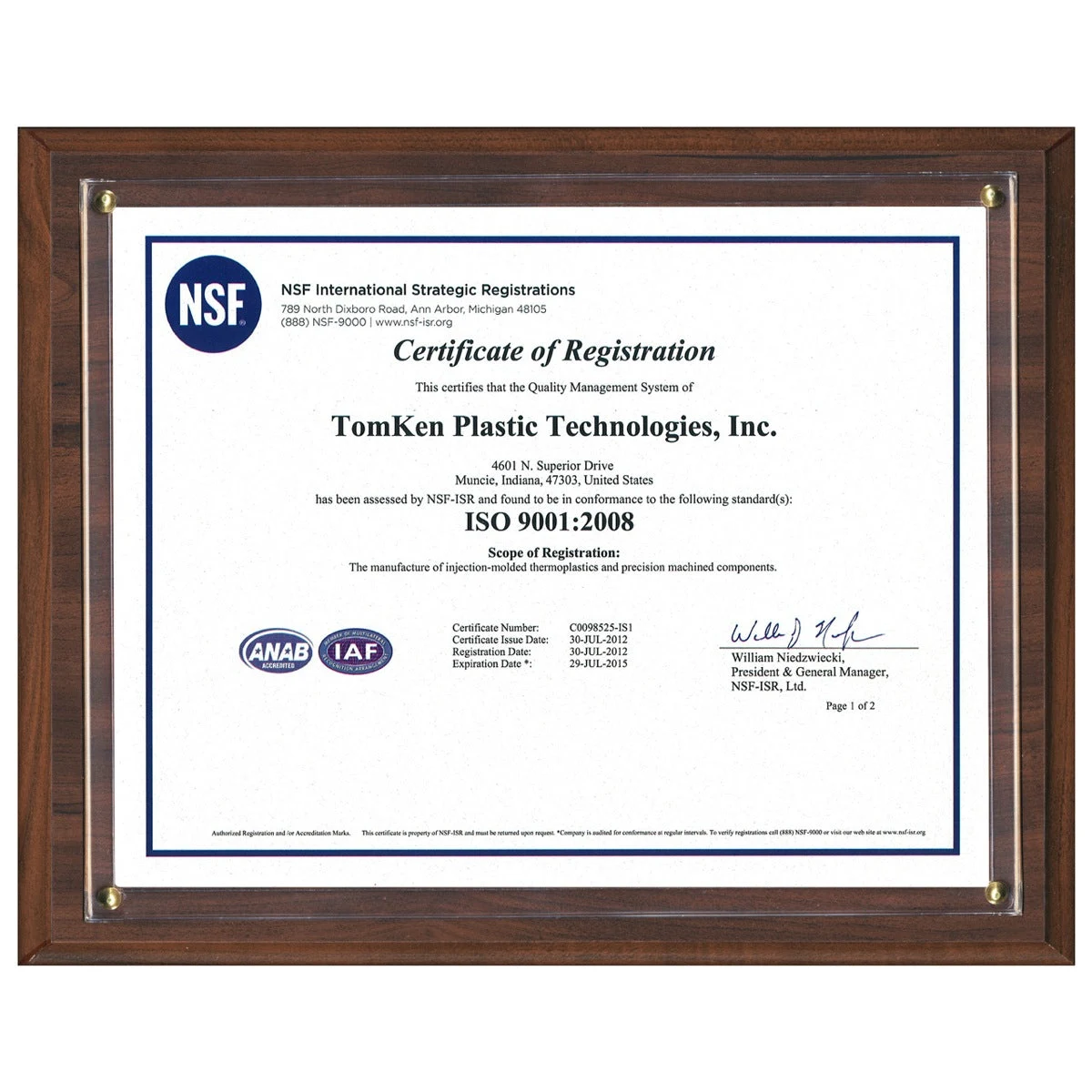 Certificate Plaque 1