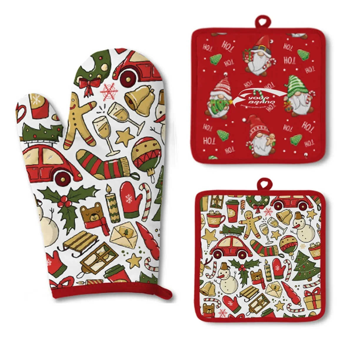 Christmas Heat Resistant Oven Mitts Suitable For Kitchen 1