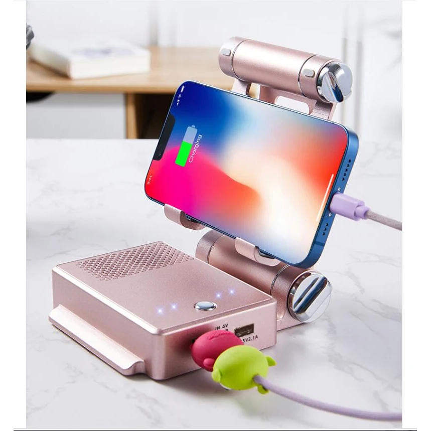 Portable Wireless Speaker Phone Holder with Power Bank 1