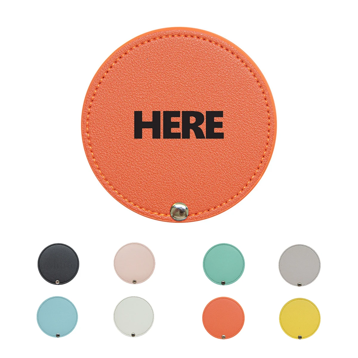 Round Leather Makeup Mirror 1