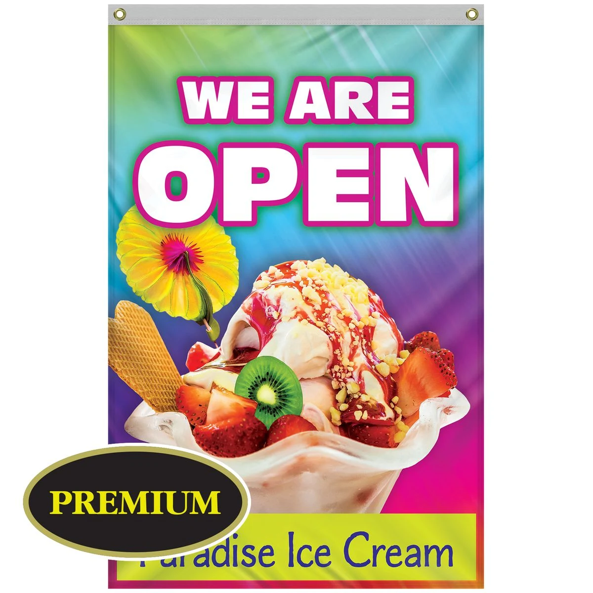4' x 6' Single Reverse Knitted Polyester Vertical Banners 1