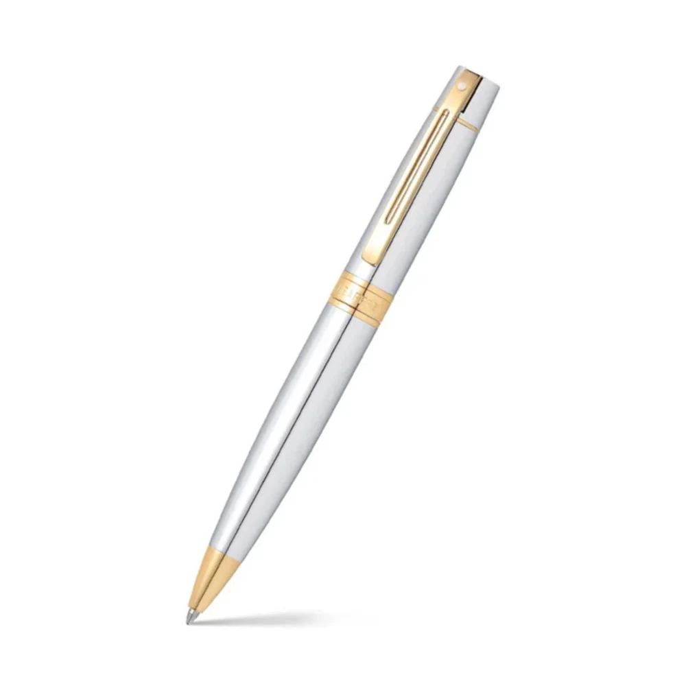 SHEAFFER® Executive Gift Set Bright Chrome 300 Ballpoint Pen with Table Clock 1