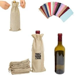 Eco Friendly Jute Wine Bag With Drawstring Closure 1