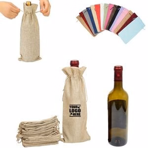 Eco Friendly Jute Wine Bag With Drawstring Closure
