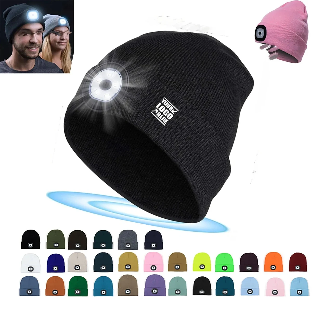 Knit Beanie With LED Light 1