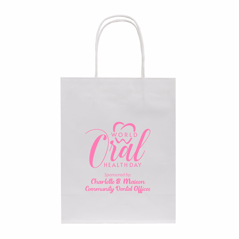 J- Fold White Kraft Shopping Bag