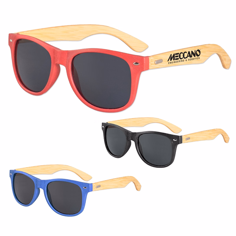 Wheat Straw Frame Sunglasses with Bamboo Arms