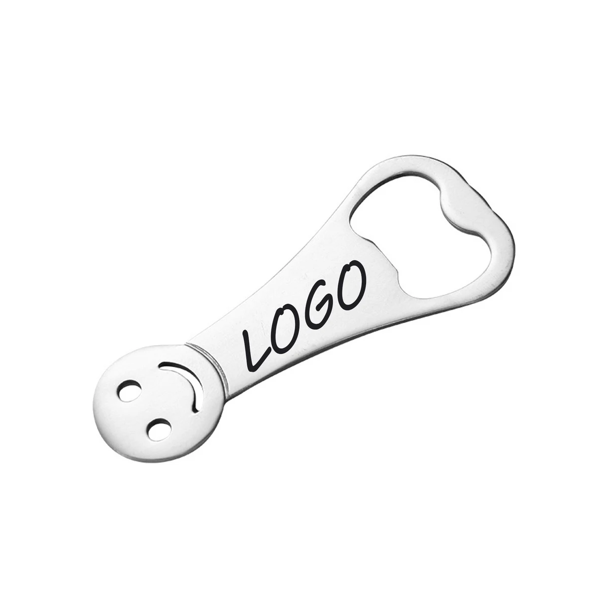 Smiley Face Flat Trapezoidal Stainless Steel Bottle Opener 1