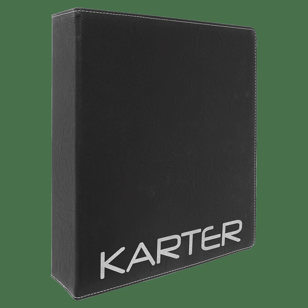 11" x 11 1/2" Black/Siver Leatherette 3 Ring Binder with 2" Slant D Rings 1