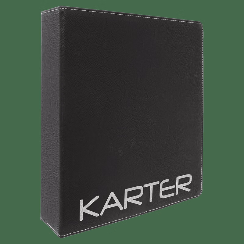 11" x 11 1/2" Black/Siver Leatherette 3 Ring Binder with 2" Slant D Rings
