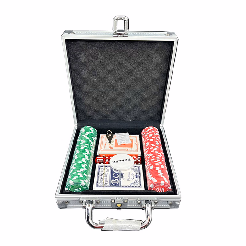 100Pcs Texas Chips Dice Poker Set with Box, Casino Quality