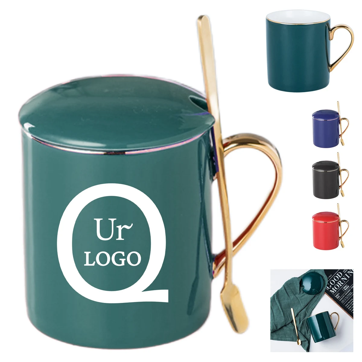 12Oz Gold Handle Ceramic Mug 1