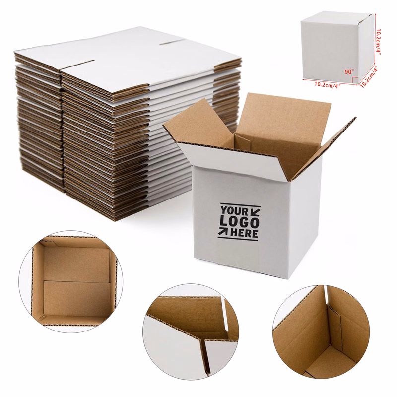 White 4x4x4 Inches Small Corrugated Cardboard Shipping Box
