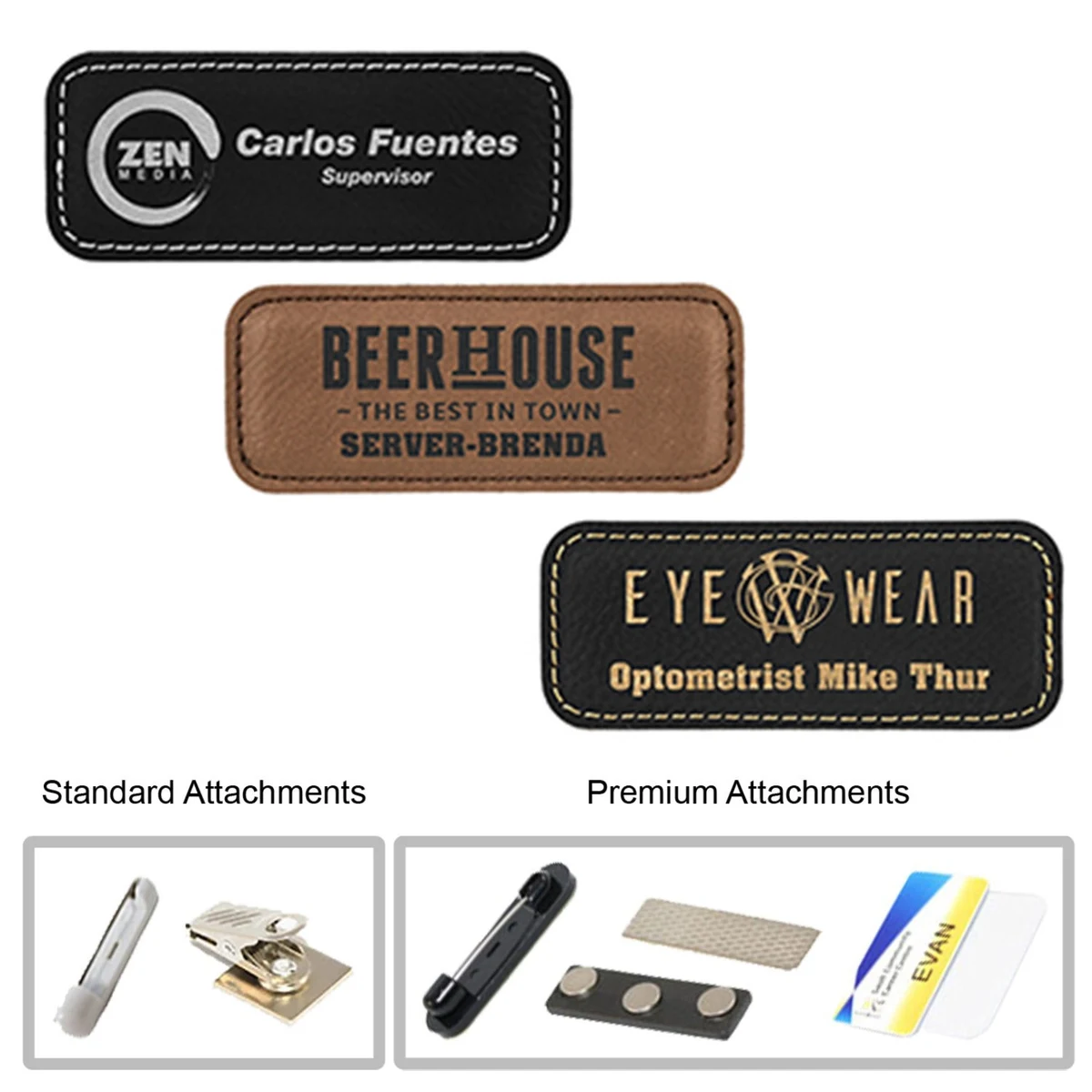 3"W x 1"H Leather Name Badges 1